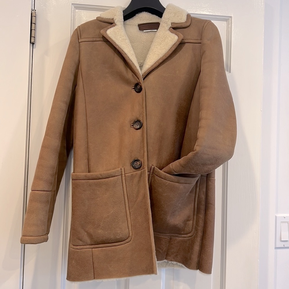 Prada Single Breasted Sheepskin Coat - Picture 1 of 14